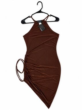 MRT 1030 Chocolate Brown Silk like Halter Slip
